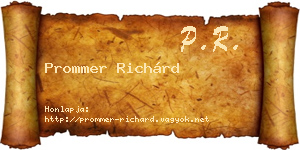 Prommer Richárd névjegykártya